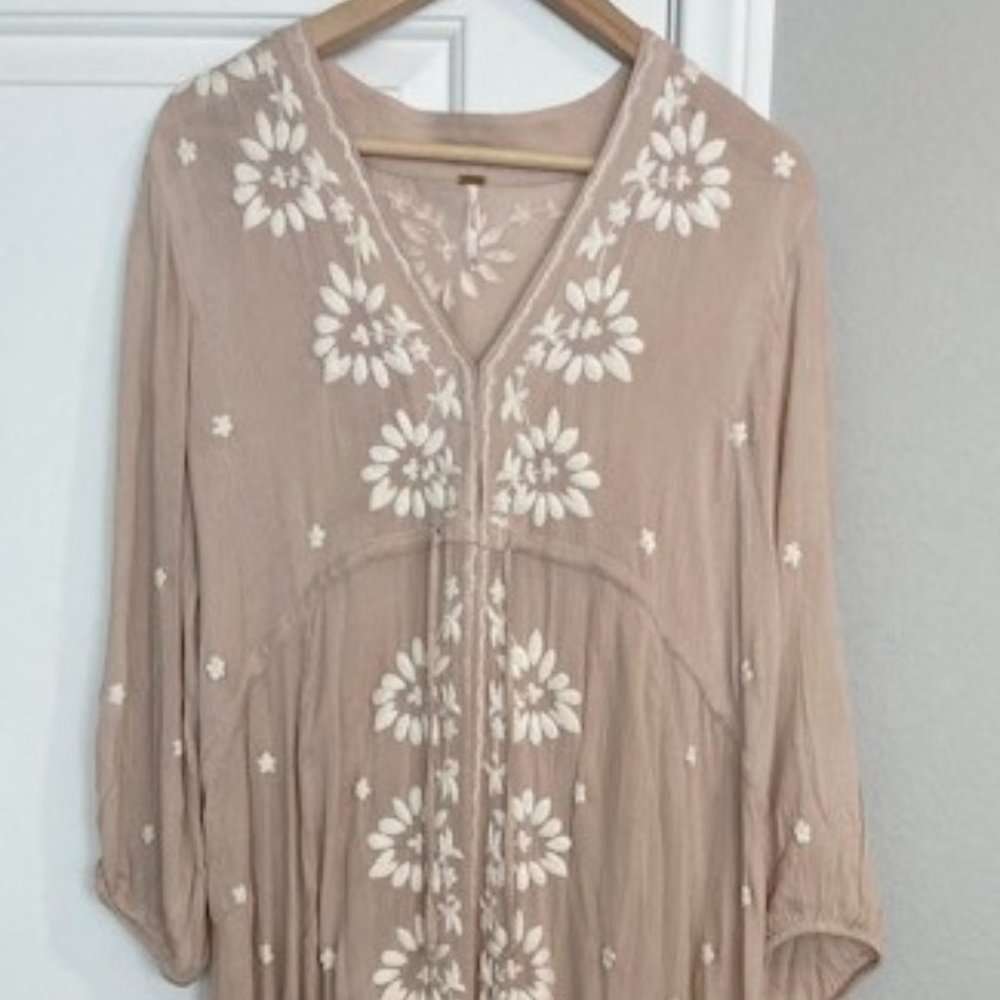 Free People Embroidered Fable Midi Dress Size XL
